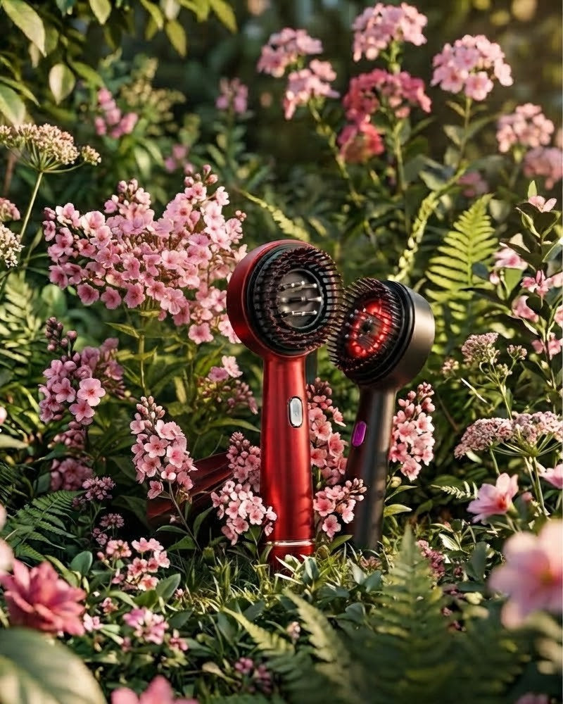 ScalpWave Pro rojo y negro entre flores